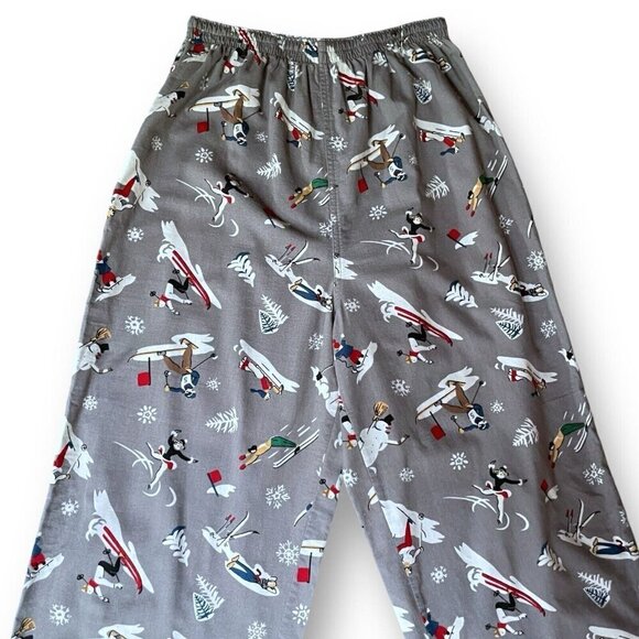 Vintage Eddie Bauer Womens Flannel Pajama Set Sz S Gray Winter Novelty Print PJs - Picture 7 of 16